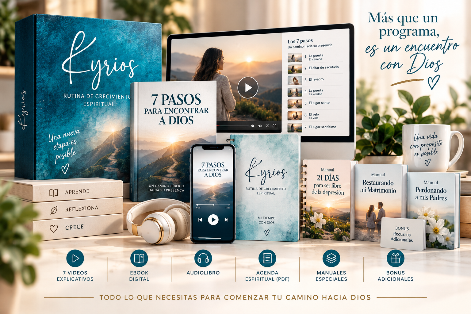 Kyrios: libro, audiolibro, siete videos, agenda espiritual, manuales y bonos